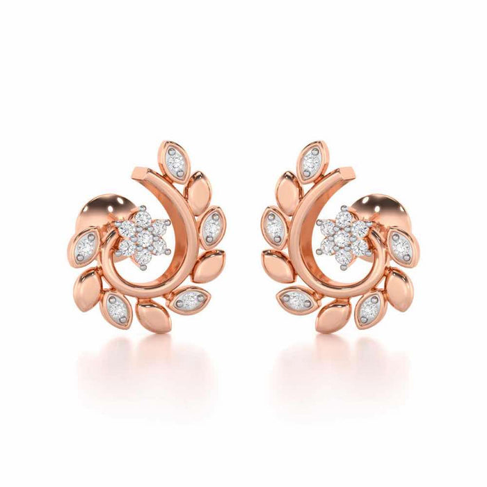 Swirl Vine Silver Earrings - Rose Gold - Image 1