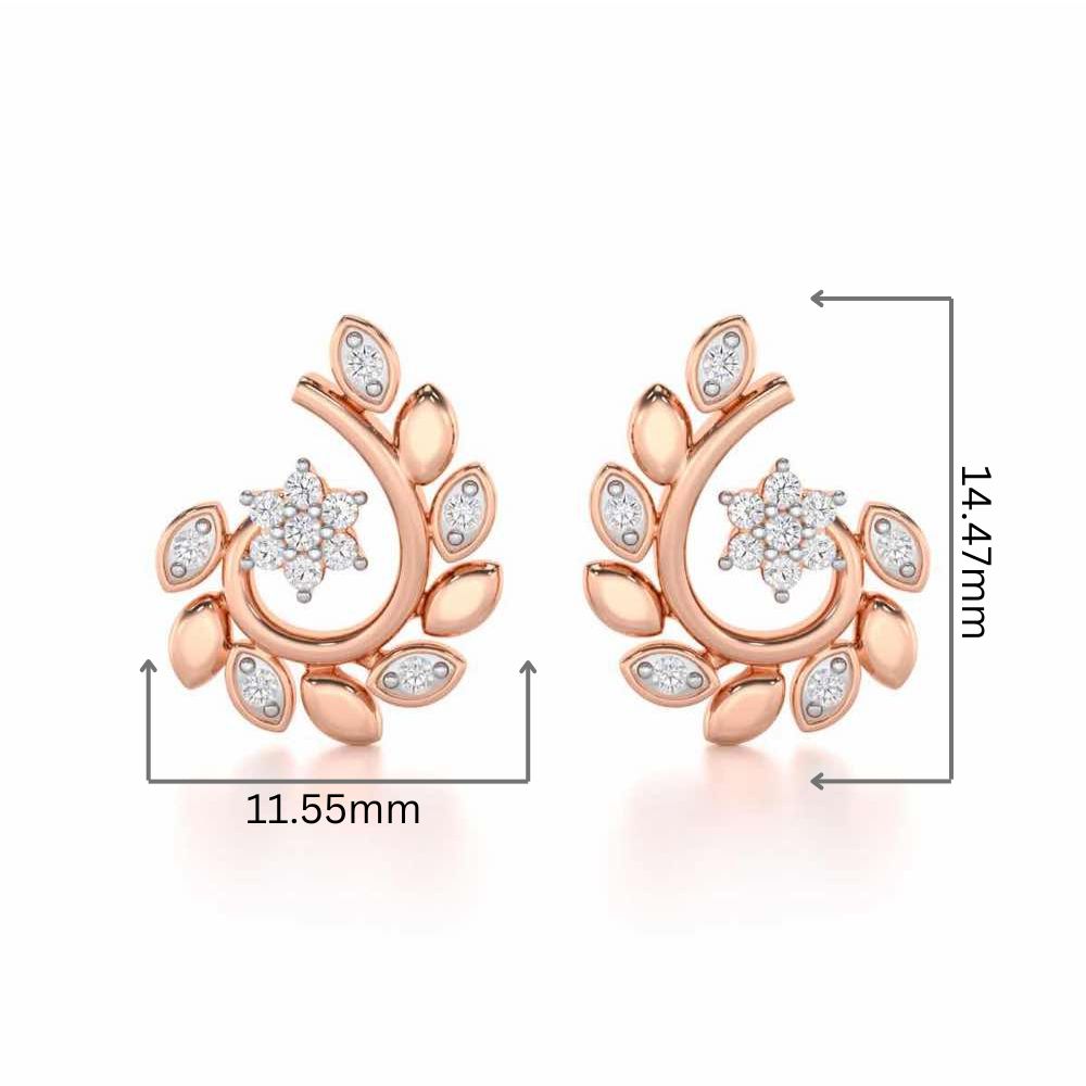 Swirl Vine Silver Earrings - Rose Gold - Image 2