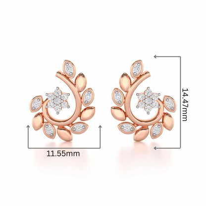 Swirl Vine Silver Earrings - Rose Gold - Image 2