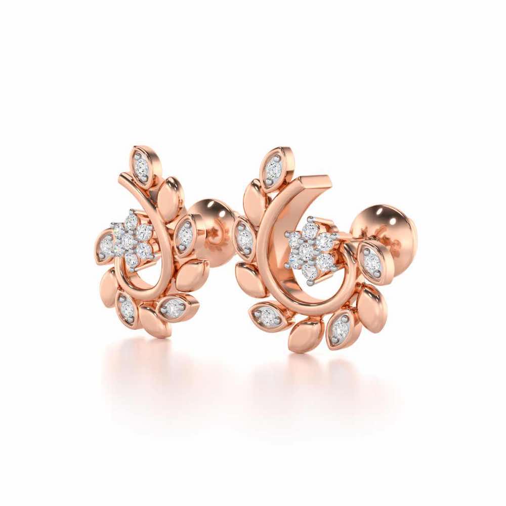 Swirl Vine Silver Earrings - Rose Gold - Image 3