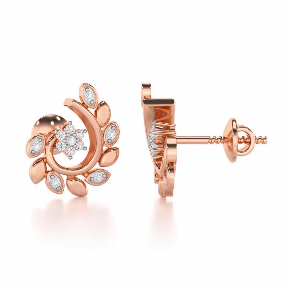 Swirl Vine Silver Earrings - Rose Gold - Image 4