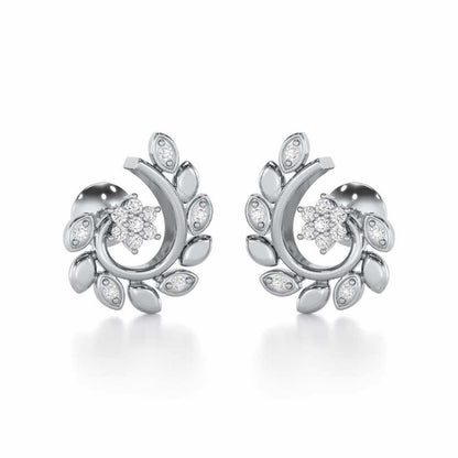 Swirl Vine Silver Earrings - White Gold - Image 1