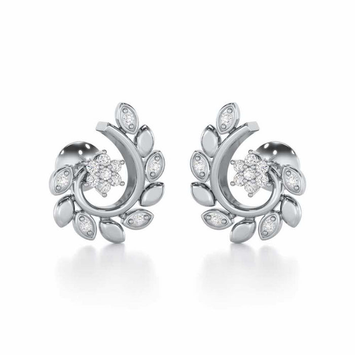 Swirl Vine Silver Earrings - White Gold - Image 1