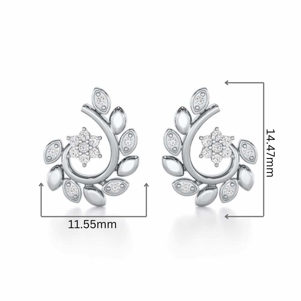 Swirl Vine Silver Earrings - White Gold - Image 2