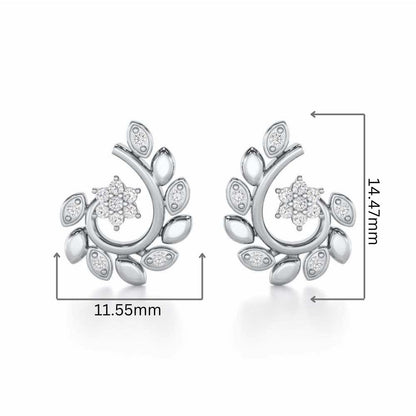 Swirl Vine Silver Earrings - White Gold - Image 2