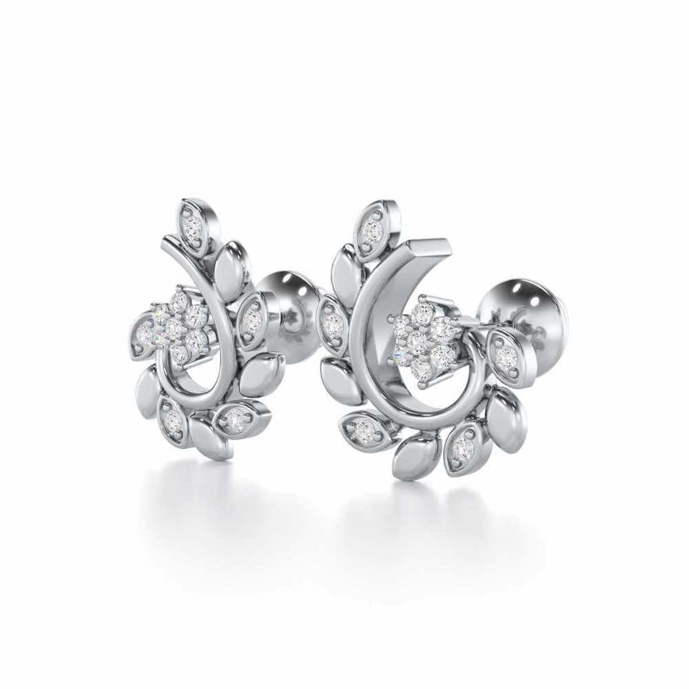 Swirl Vine Silver Earrings - White Gold - Image 3