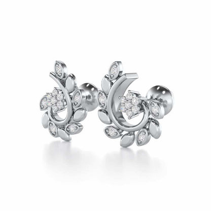 Swirl Vine Silver Earrings - White Gold - Image 3