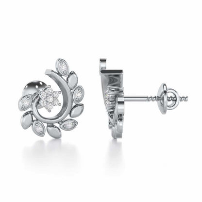 Swirl Vine Silver Earrings - White Gold - Image 4