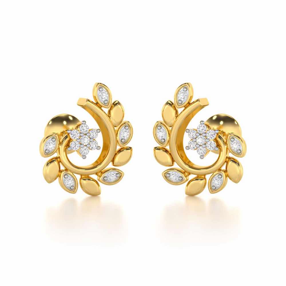Swirl Vine Silver Earrings - Yellow Gold - Image 1