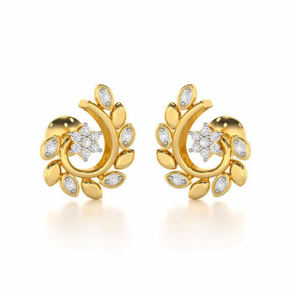 Swirl Vine Silver Earrings - Yellow Gold - Image 1