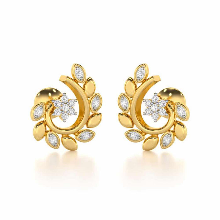 Swirl Vine Silver Earrings - Yellow Gold - Image 1