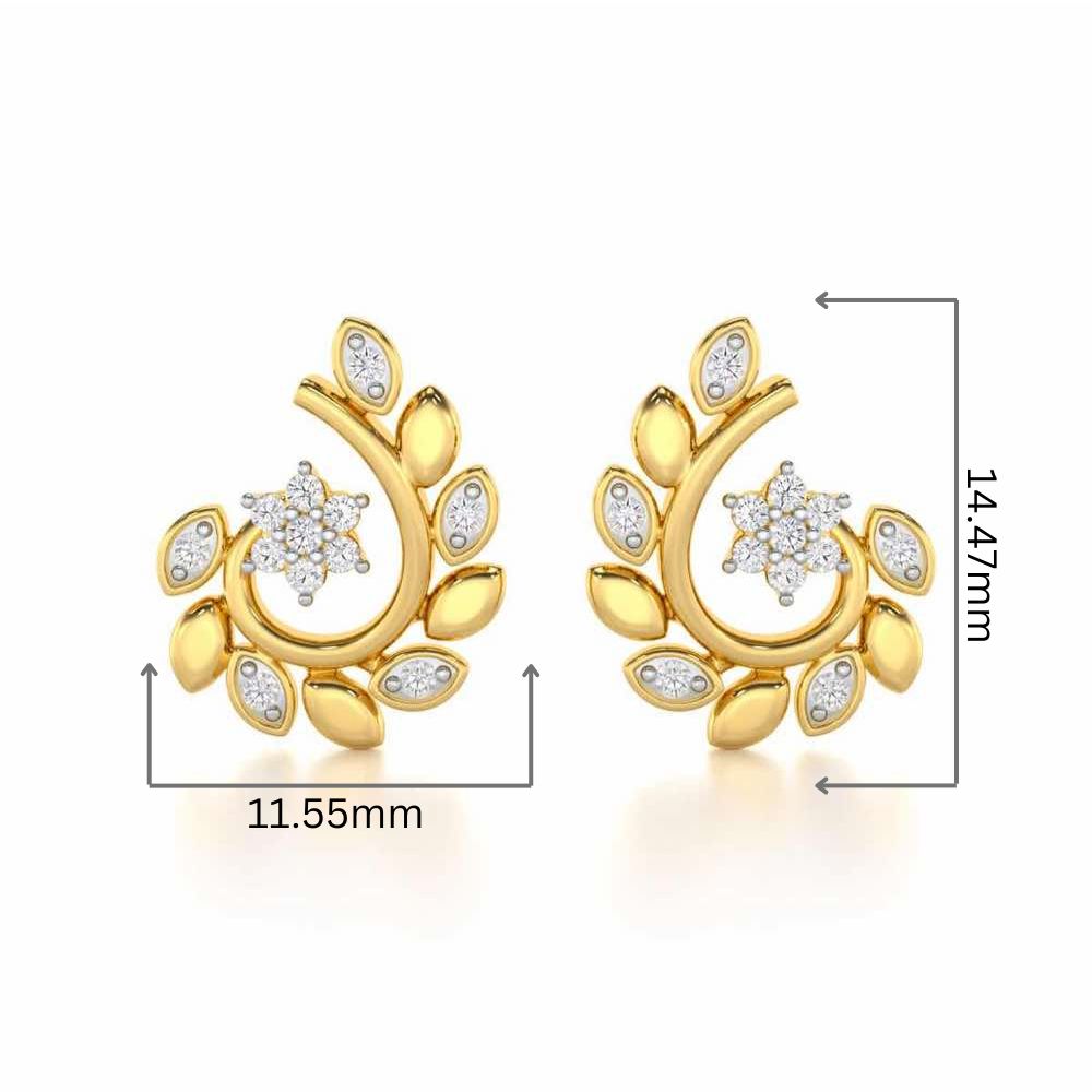 Swirl Vine Silver Earrings - Yellow Gold - Image 2
