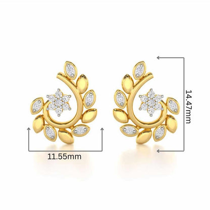 Swirl Vine Silver Earrings - Yellow Gold - Image 2