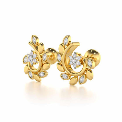 Swirl Vine Silver Earrings - Yellow Gold - Image 3