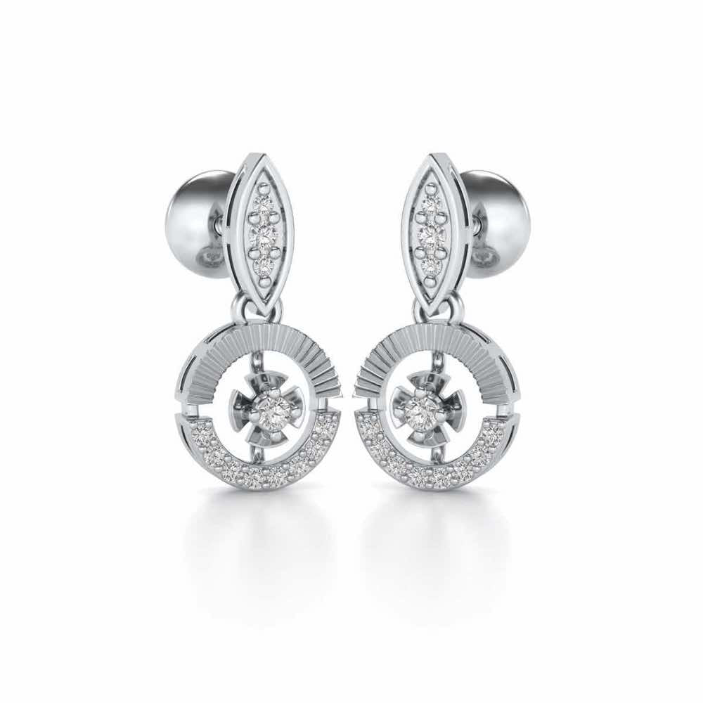 Swivel Silver Earrings - White Gold - Image 2