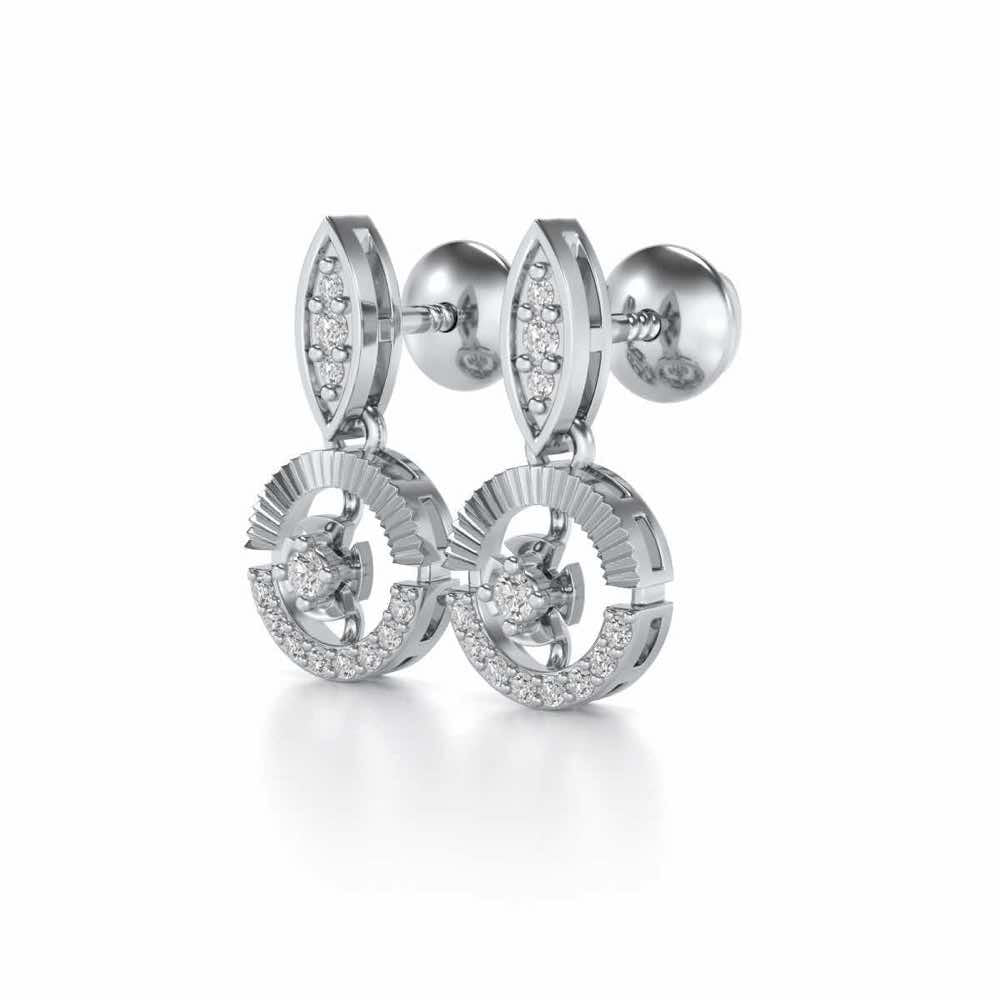 Swivel Silver Earrings - White Gold - Image 3