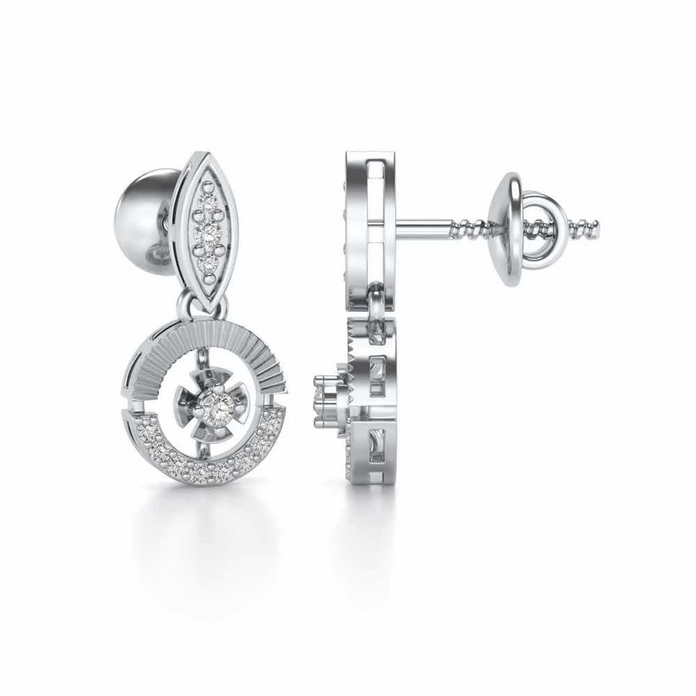 Swivel Silver Earrings - White Gold - Image 4