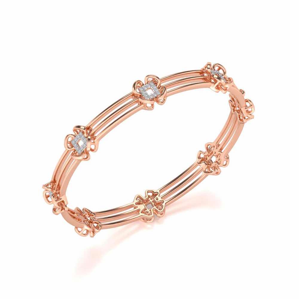 Taar Phool Silver Bangles - Rose Gold - Image 1