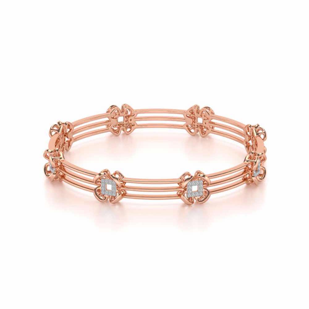 Taar Phool Silver Bangles - Rose Gold - Image 2