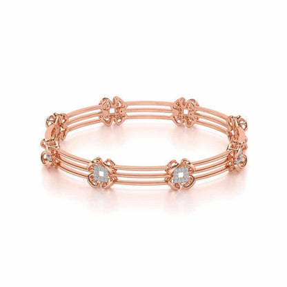 Taar Phool Silver Bangles - Rose Gold - Image 2