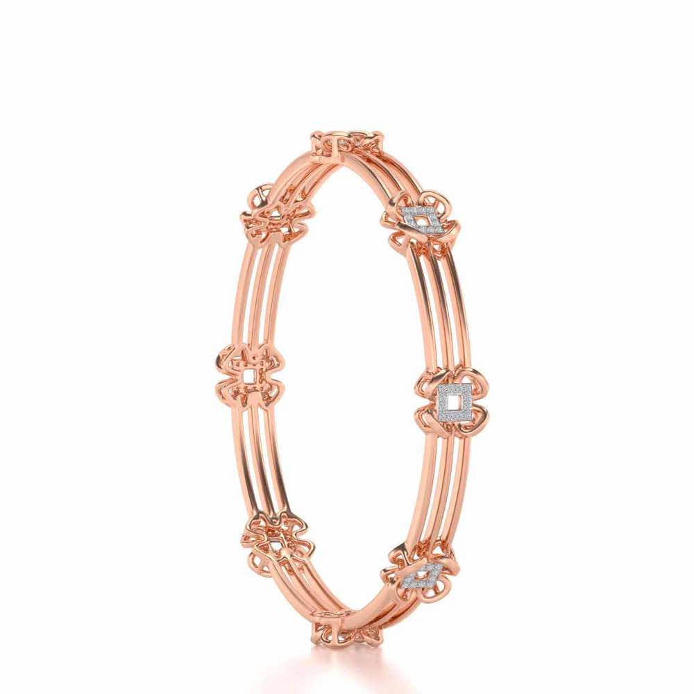 Taar Phool Silver Bangles - Rose Gold - Image 3