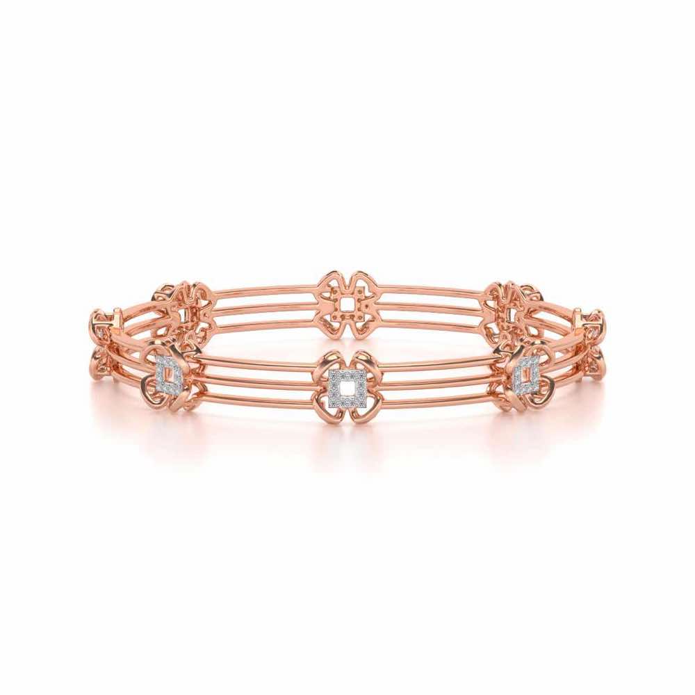 Taar Phool Silver Bangles - Rose Gold - Image 4