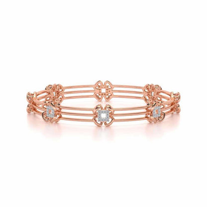 Taar Phool Silver Bangles - Rose Gold - Image 4