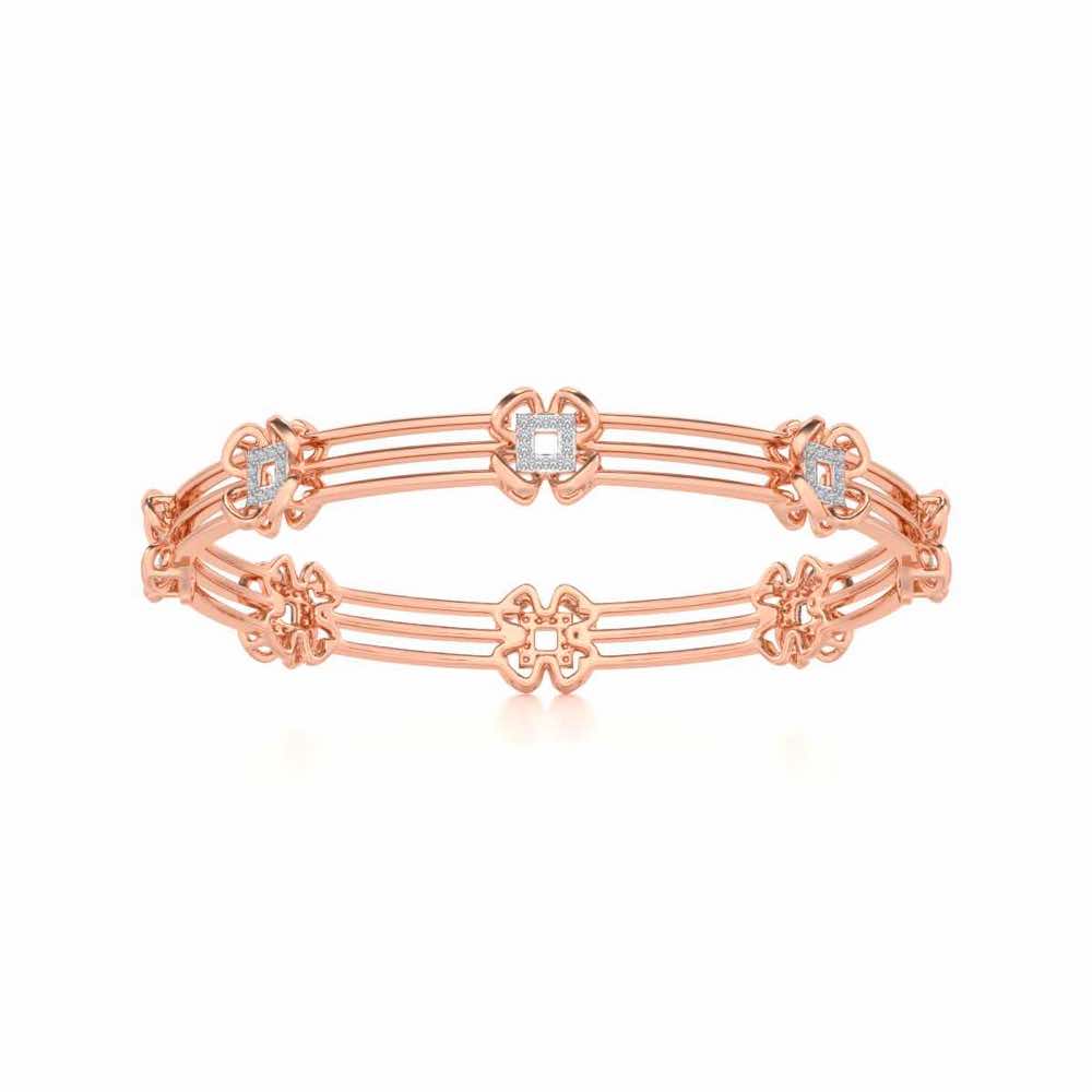 Taar Phool Silver Bangles - Rose Gold - Image 5