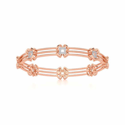 Taar Phool Silver Bangles - Rose Gold - Image 5