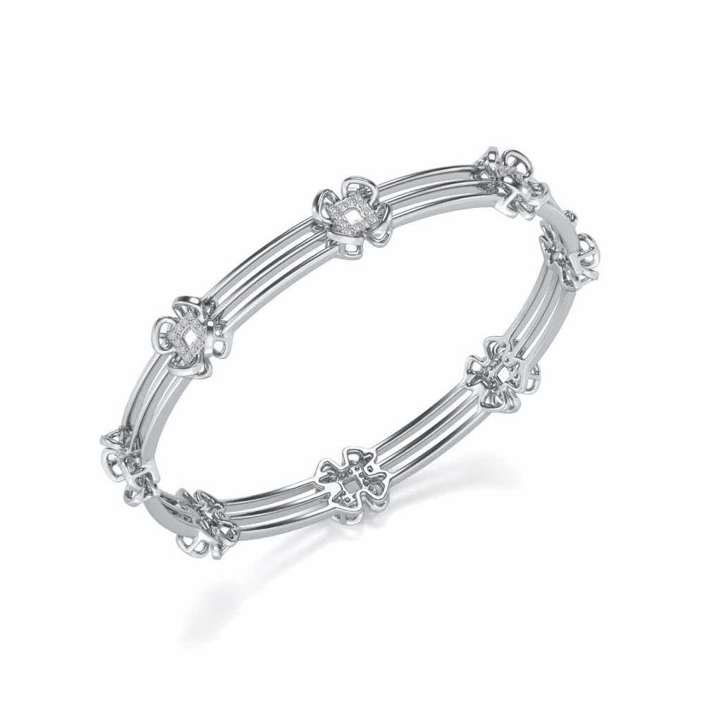 Taar Phool Silver Bangles - White Gold - Image 1