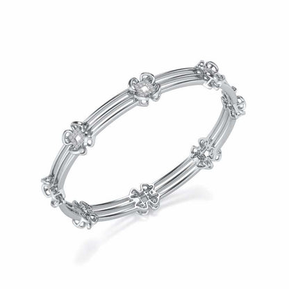 Taar Phool Silver Bangles - White Gold - Image 1