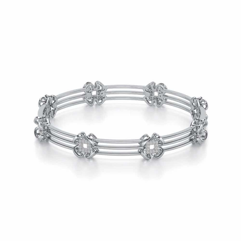 Taar Phool Silver Bangles - White Gold - Image 2