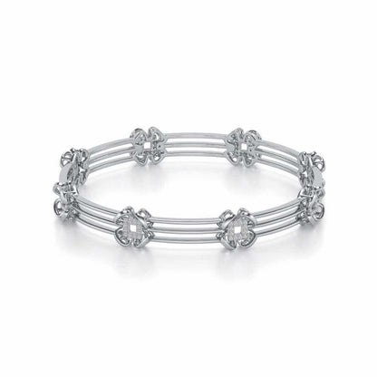 Taar Phool Silver Bangles - White Gold - Image 2