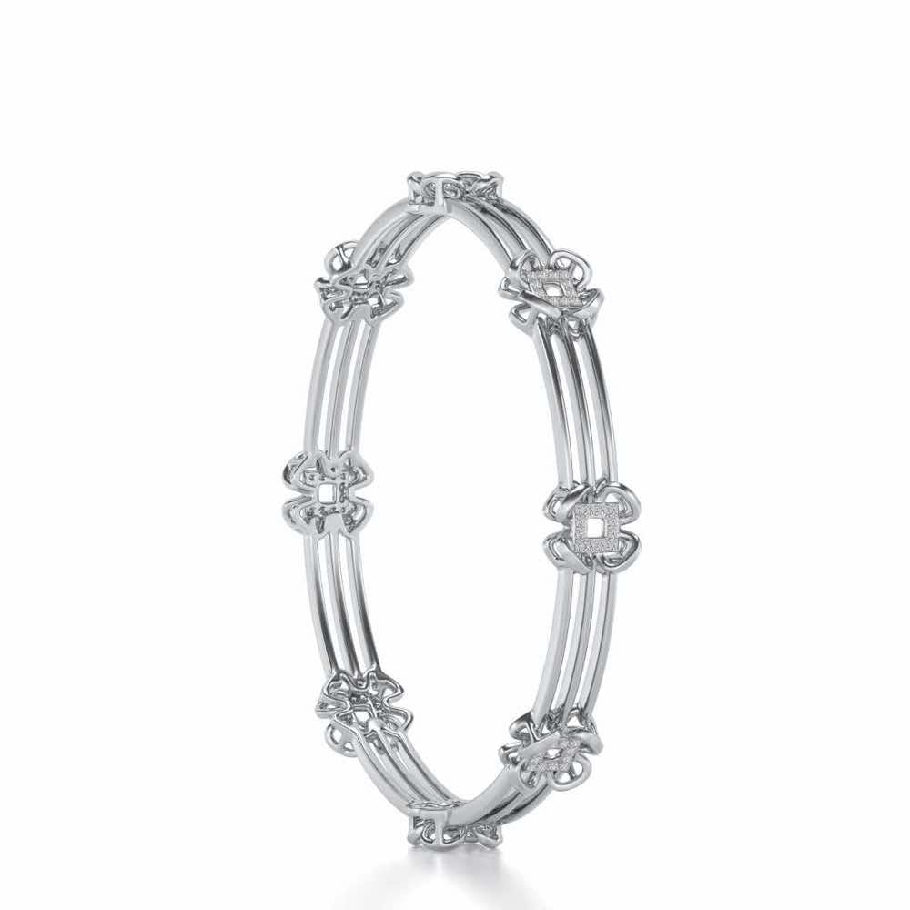 Taar Phool Silver Bangles - White Gold - Image 3
