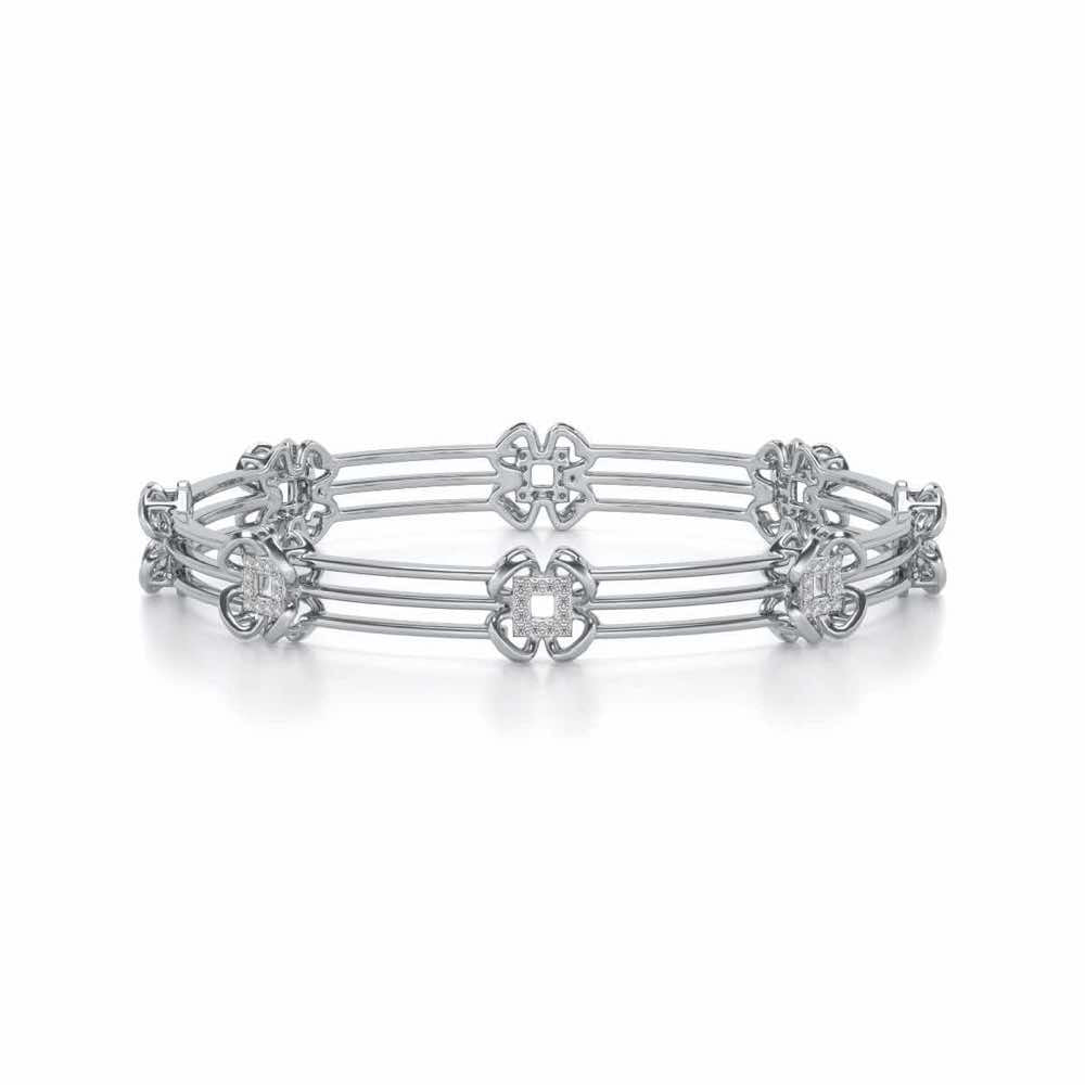 Taar Phool Silver Bangles - White Gold - Image 4