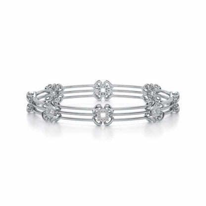 Taar Phool Silver Bangles - White Gold - Image 4
