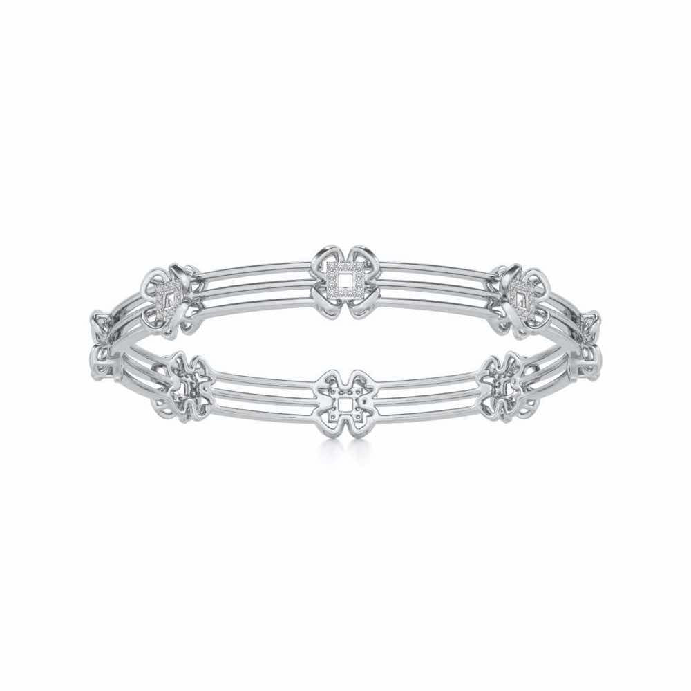 Taar Phool Silver Bangles - White Gold - Image 5