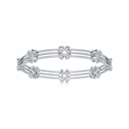 Taar Phool Silver Bangles - White Gold - Image 5