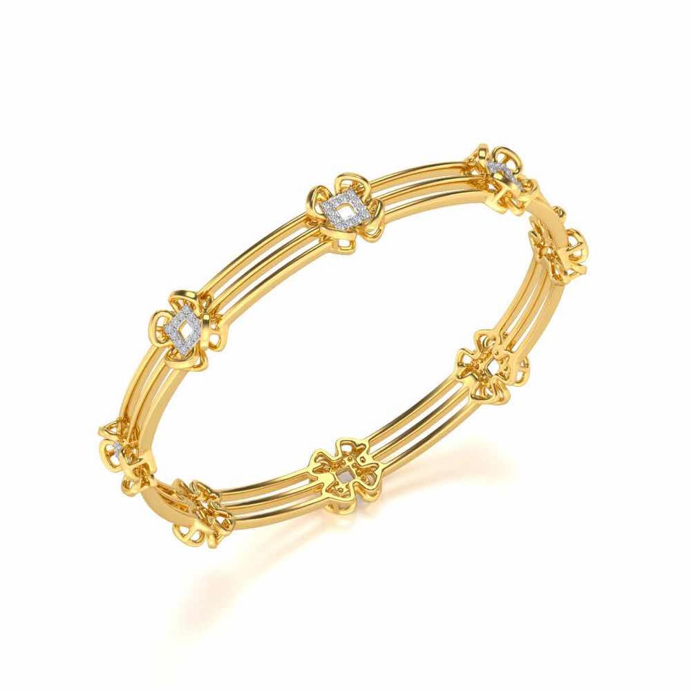 Taar Phool Silver Bangles - Yellow Gold - Image 1