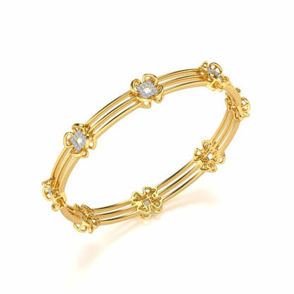 Taar Phool Silver Bangles - Yellow Gold - Image 1