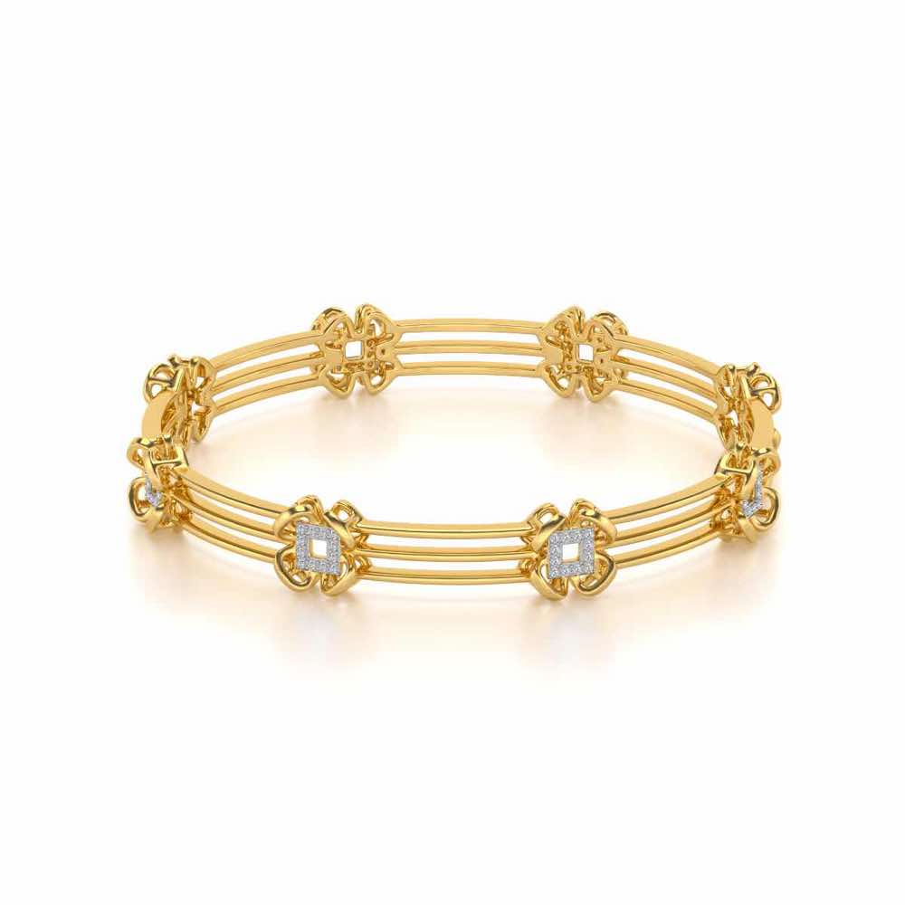 Taar Phool Silver Bangles - Yellow Gold - Image 2