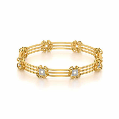 Taar Phool Silver Bangles - Yellow Gold - Image 2