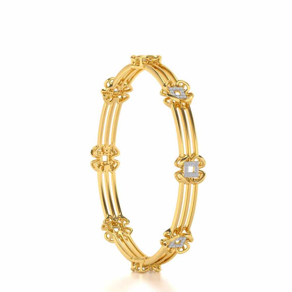 Taar Phool Silver Bangles - Yellow Gold - Image 3