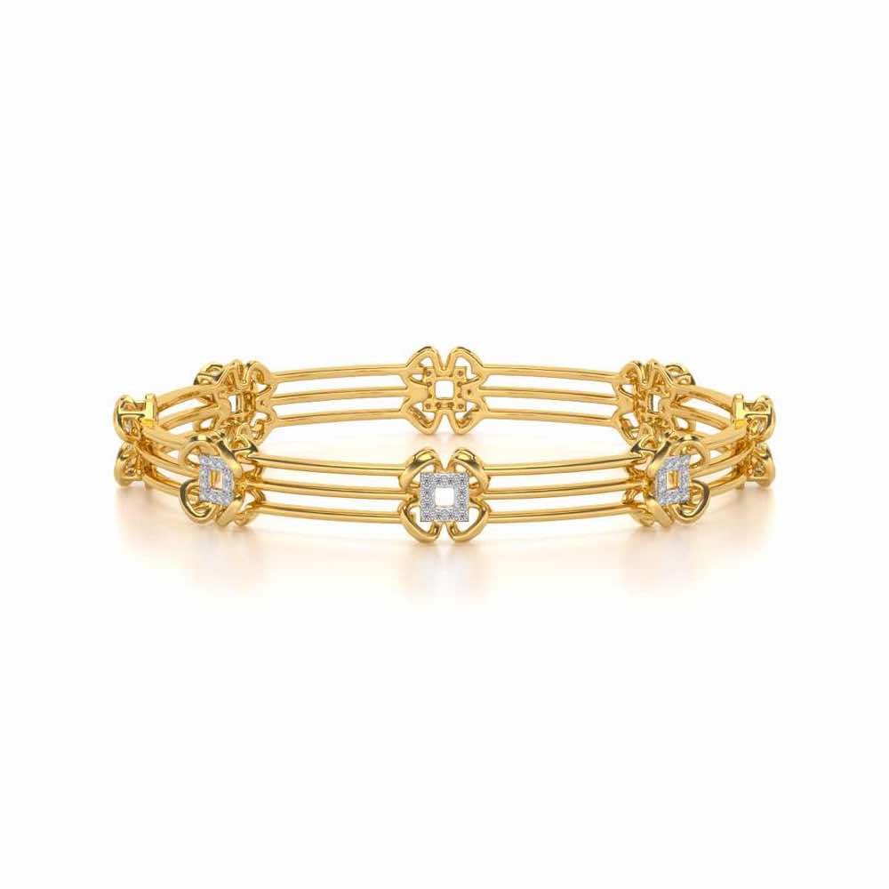 Taar Phool Silver Bangles - Yellow Gold - Image 4