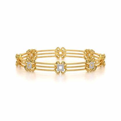Taar Phool Silver Bangles - Yellow Gold - Image 4