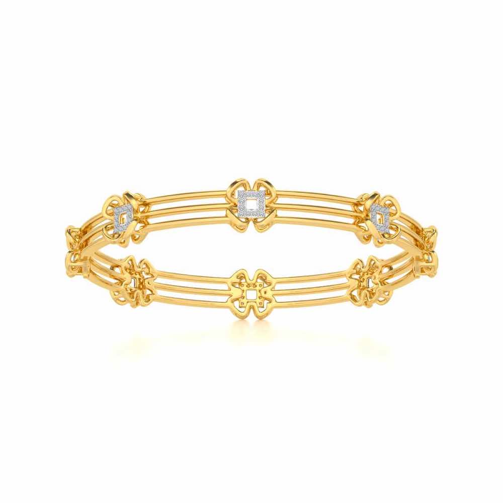 Taar Phool Silver Bangles - Yellow Gold - Image 5