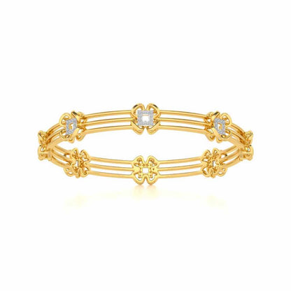 Taar Phool Silver Bangles - Yellow Gold - Image 5