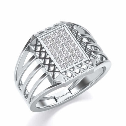 Taksh Silver Ring For Men - White Gold - Image 1