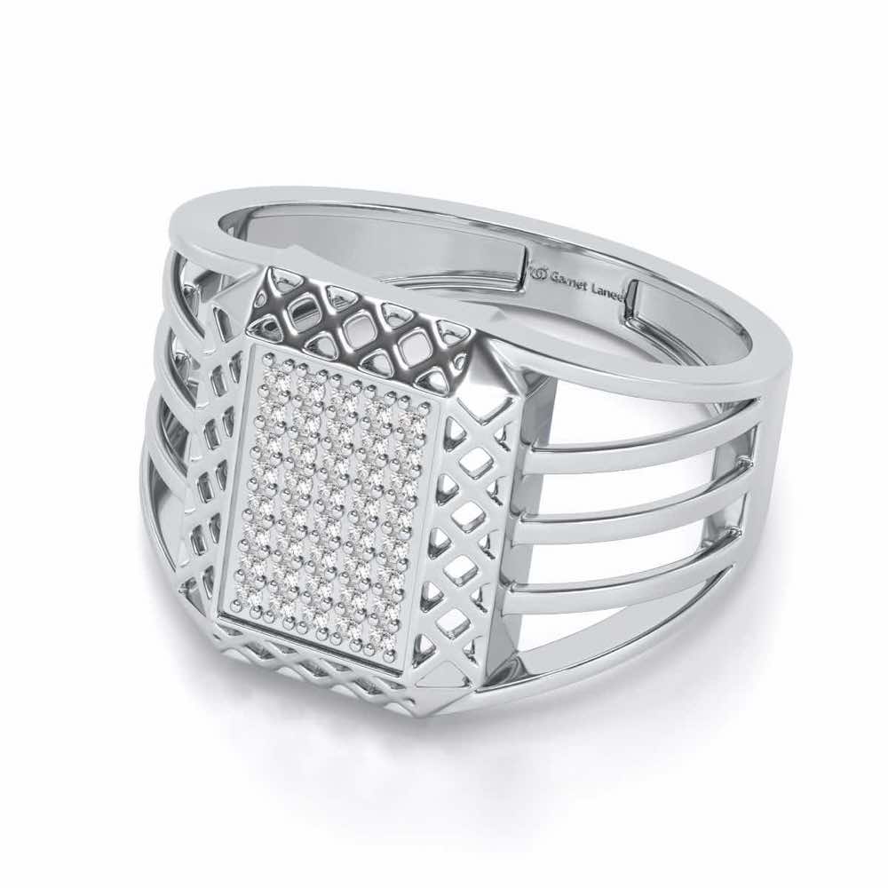Taksh Silver Ring For Men - White Gold - Image 2