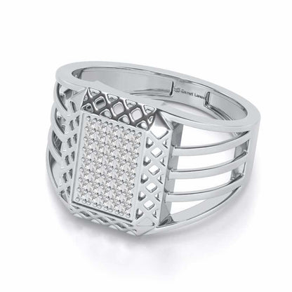 Taksh Silver Ring For Men - White Gold - Image 2